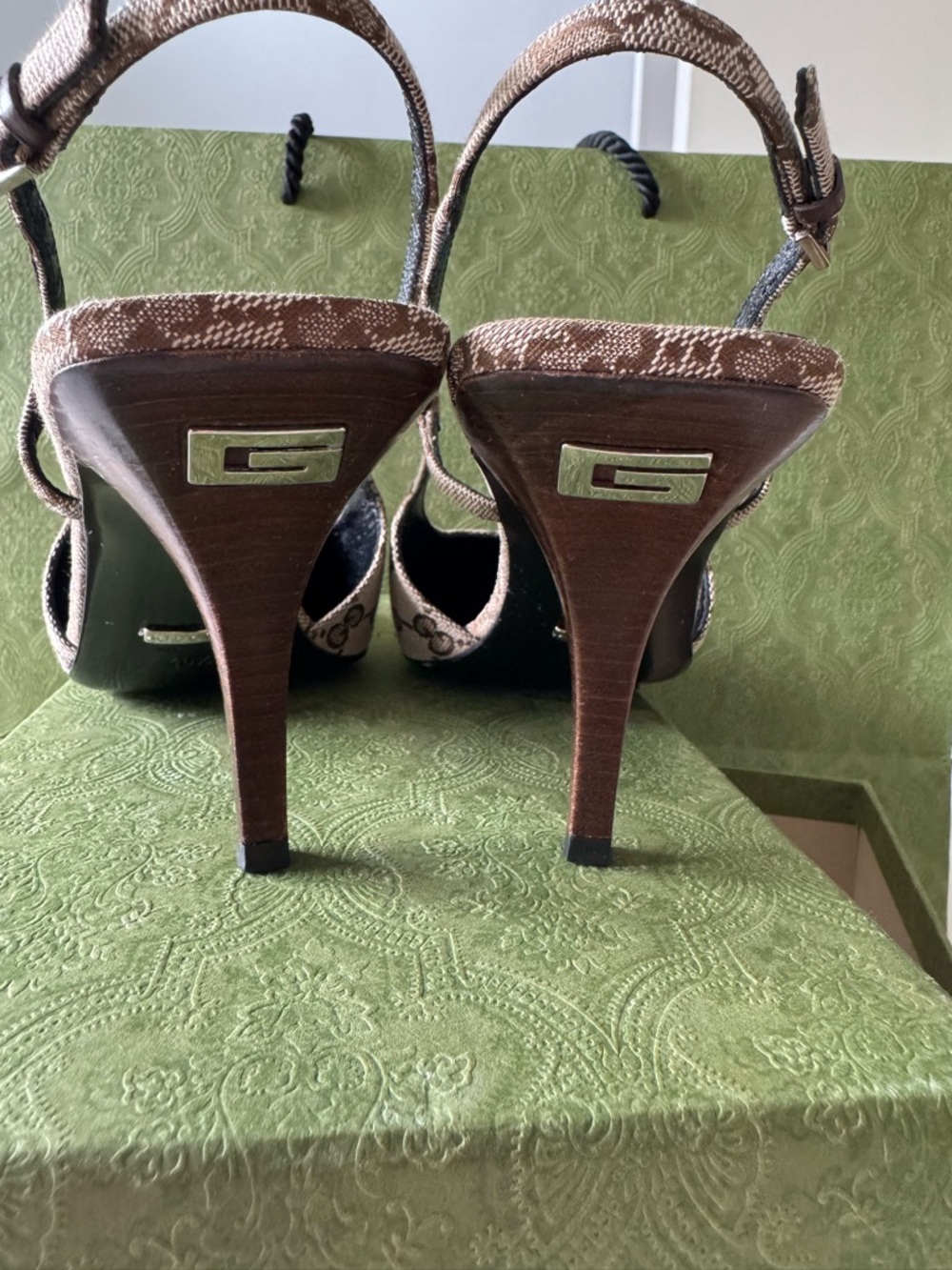 Women's Aria Slingback Pumps GG Canvas 40.5 US 10 105mm - Picture 5 of 16
